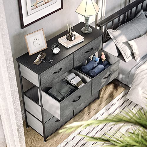 Yitahome 8 Drawer Dresser - Fabric Storage Tower Unit With Large Capacity, Organizer Unit For Bedroom, Living Room & Closets - Sturdy Steel Frame, Wooden Top & Easy Pull Fabric Bins (Charcoal) #TOP3