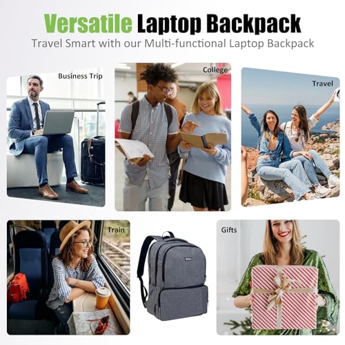 Moyad Laptop Backpack Extra Large 30L Capacity with 17 Inch Notebook Compartment for Men Women - TSA Friendly, Anti-Theft Design for Business, Work and Travel - Grey2