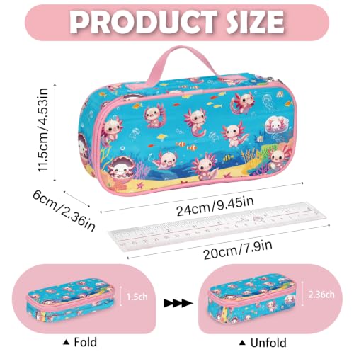 Image of Axolotl Pencil Case, Axolotl Pen Bag For School, Sea Pencil Case For Kids Girls Boys, Large Capacity Desk Organizer School, Sea Ocean Pen Box Birthday Gifts