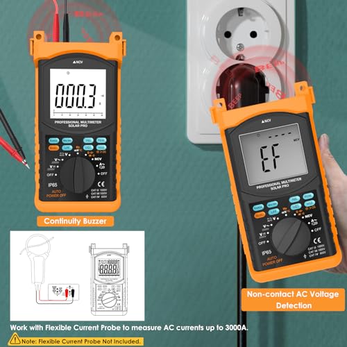 Image of BTMETER Professional Digital Multimeter, 6000 Count True RMS Auto-Ranging for AC /DC Voltage Current, Resistance, Capacitance, Frequency, Continuity, NCV, with Peak Hold, Low Pass Filter BT-6688T