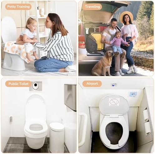 30 Pack Toilet Seat Covers Disposable, Individually Wrapped for Travel, Large Waterproof Potty Covers for Kids and Adults,Toddler Potty Training for Public Restroom, Airplane, Trip - Rainbow - 5