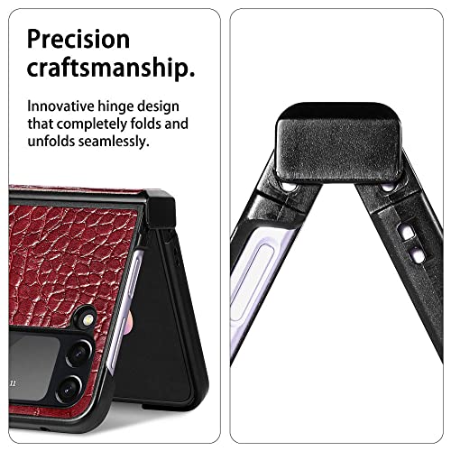 Coque Samsung Galaxy Z Flip 4 et 3 rouge à imprimé crocodile - 6