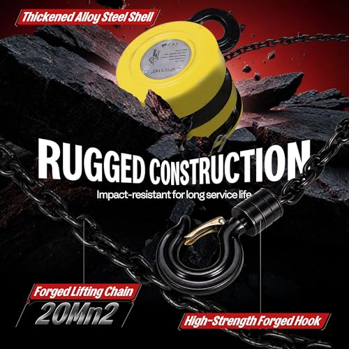 Image of SPECSTAR Hand Chain Hoist 1 Ton 2200 Lbs Capacity 10 Feet with 2 Hooks