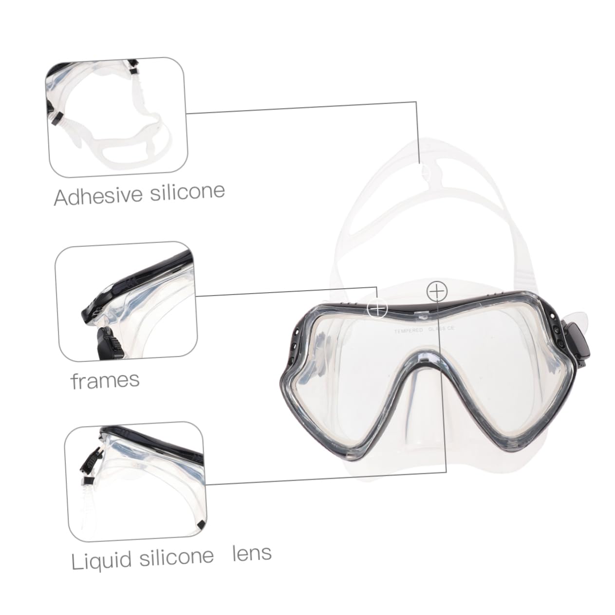Set Maschera da Snorkeling in Silicone Nero per Uomini e Donne | Grande Capacità, Apertura Rapida, per Attività Subacquee e Snorkeling, Completo