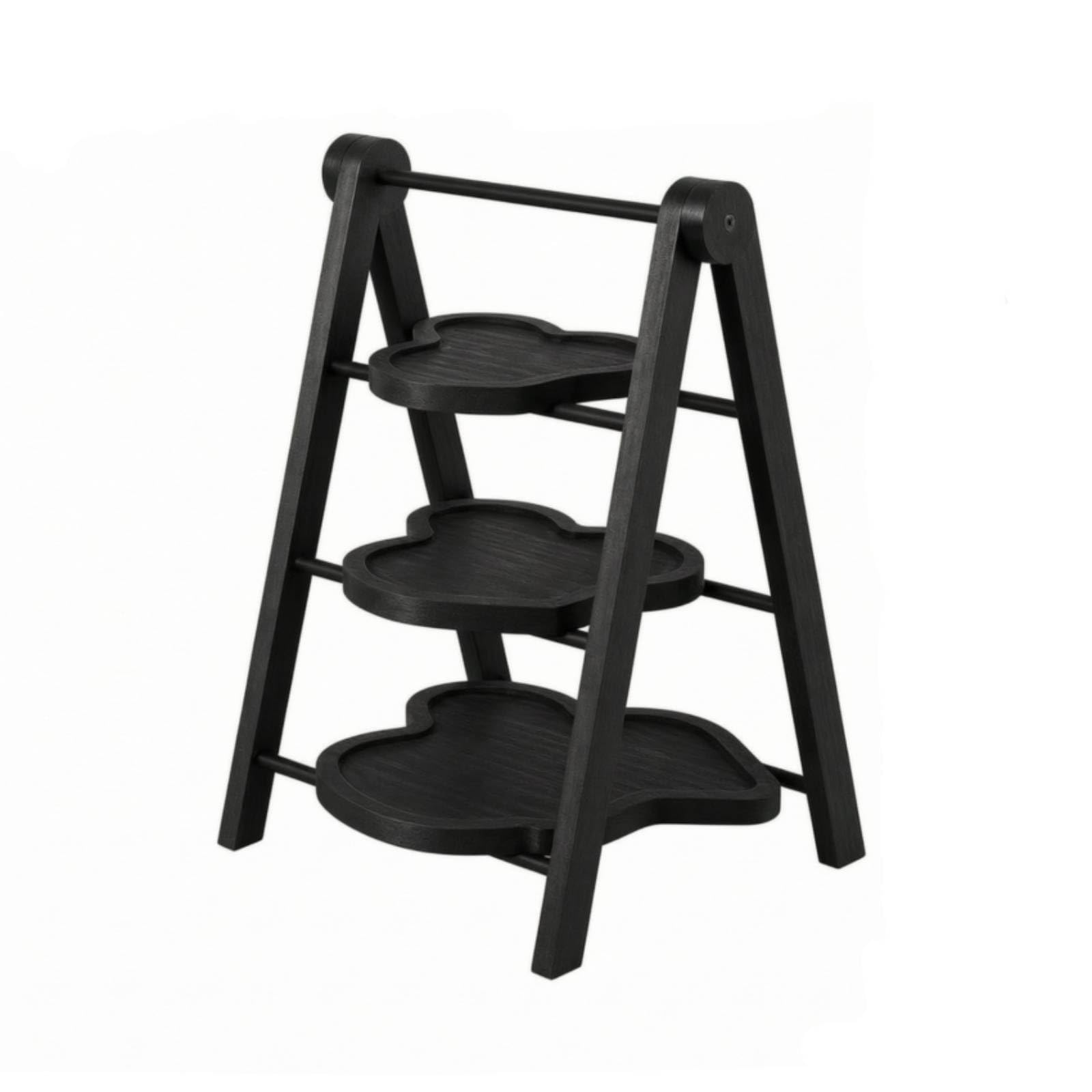Baoblaze Mensola Espositiva Multistrato Scaffale Espositore Ripiano Supporto in Legno con Tre Vassoi Cuore Aste Laterali Tonde Richiudibile per Comodo
