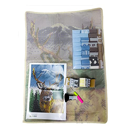 Zfflyh Deer Latch Hook Kit, Diy Large Latch Hook Kit For Adults 3D Printed Canvas Pattern Crochet Handcraft Embroidery Tapestry Hobby & Crafts 85Cmx63Cm/33.5X25Inch #TOP4