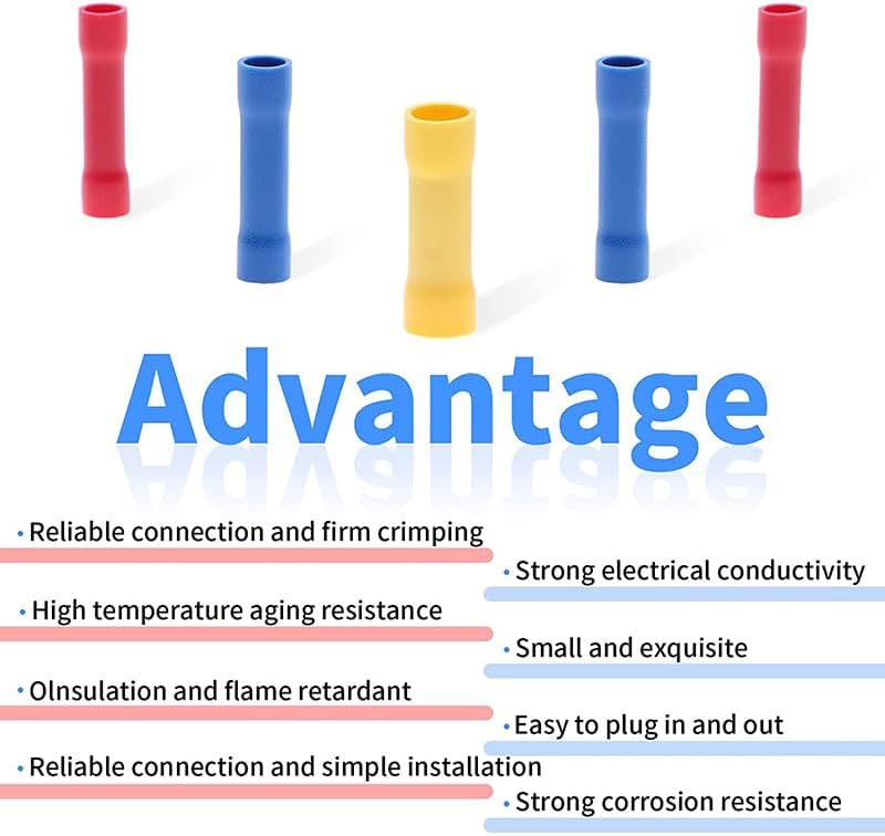 150pcs BV1.25 BV2 BV5.5 Insulated Straight Wire Butt Connector Electrical Wire Cable Crimp Terminals Splice with Pliers VUQLDHAYZ