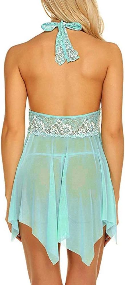 Women Babydoll Lingerie Womens Sexy Backless Flower Embroidered Nightdress