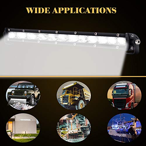 Zmoon Slim LED Light Bar 14" 60W 6000LM Single Row Driving Flood Lights for Off Road/Jeep/Trucks/Boats/ATV etc.
