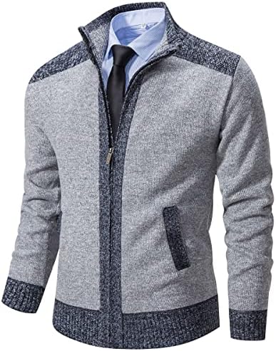 Msmsse Men's Cardigan Sweaters Full Zip Knitted Sweater for Mens Light Grey US XL