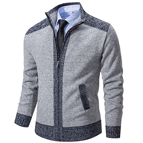 Msmsse Men's Cardigan Sweaters Full Zip Knitted Sweater For Mens Light Grey Us Xl #TOP20