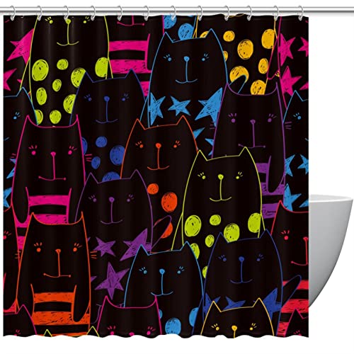 Rideau de douche chat décoratif pour baignoire familiale - 2