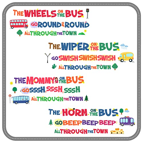 DEKOSH Kids Decor Wheels on The Bus Theme Nursery Wall Decal - Colorful & Educational Design