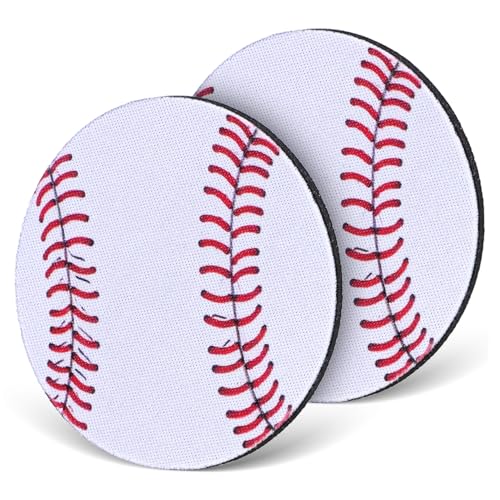 ABOOFAN - ABOOFAN 2pièces sous-Verres Antidérapants pour Voiture Design Thème Baseball Lot de Tapis De Porte-gobelet Accessoires Auto pour Protéger Les Supports