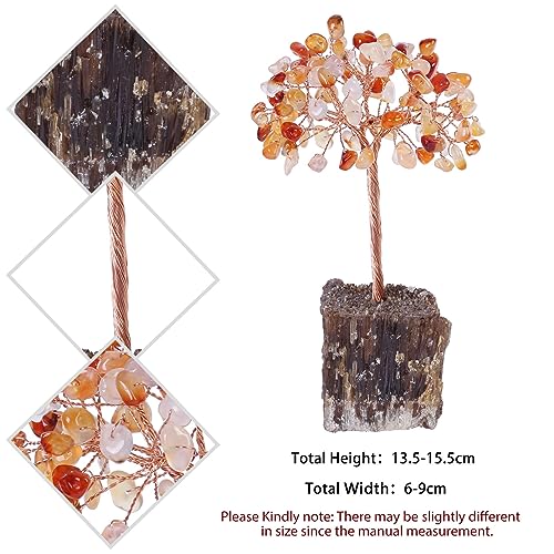 mookaitedecor Natural Carnelian Orange Healing Crystal Tree on Amber Calcite Cluster Base Feng Shui Money Tree Ornament for Home Semi Precious Gemstone Bonsai Tree Raw Crystal Gift Reiki Room Decor - Image 2