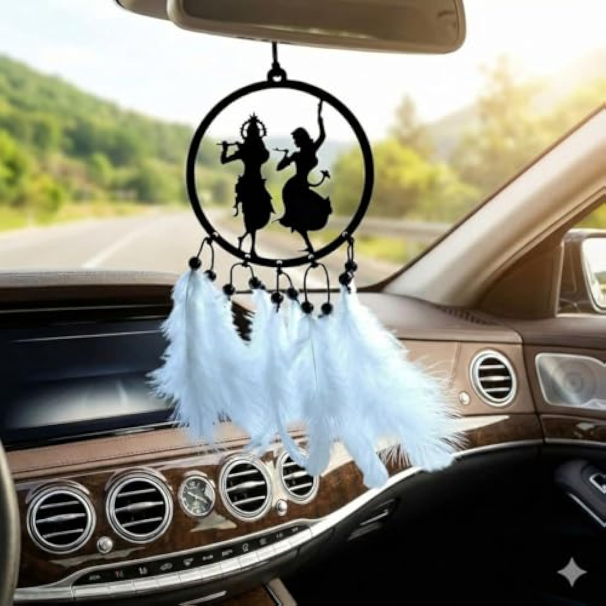 Radha Krishna Acrylic Car Hanging Dream Catcher