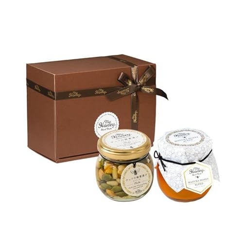 生はちみつ専門店 MY HONEY マイハニー ナッツの蜂蜜漬け エトワールM90g+マヌカハニーブレンド90g MGO30+相当 ブラウンギフトボックスS+MYHONEYロゴ入りリボン