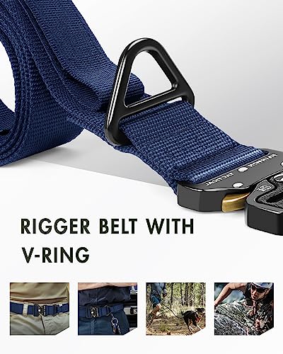 Image of Men's Tactical Belt, Rigger Belt, Utility Nylon Web Waist Work Belt for Men with V-ring Quick-Release Buckle