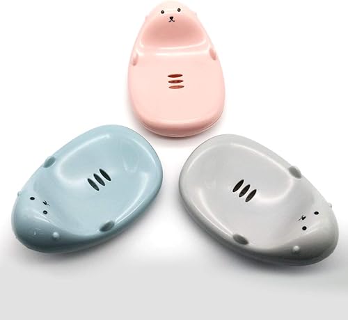 Miniatura 6 de GARASANI Caja de jabón de animales de dibujos animados lindo baño creativo plástico drenaje de agua Jabón Estante lavado esponja titular estilo