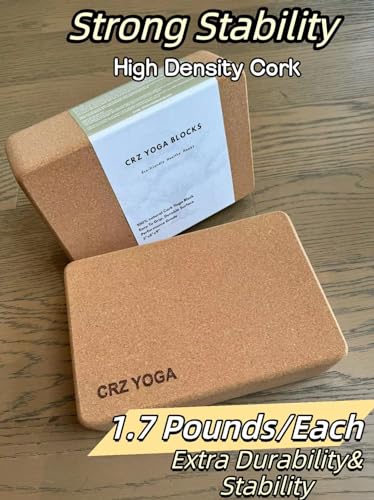 Cork CRZ Yoga Blocks, 2 Pack Natural Cork Blocks, High Density with Non Slip Surface, Eco-Friendly Yoga Accessories and Ideal for Yoga, Pilates, Stretching - Image 3