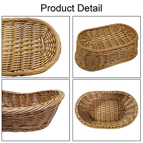 Wicker Bread Baskets, Kitchen Handmade Woven Pantry Organizer, Tabletop Food Serving Baskets For Fruits, Vegetables And Snacks, Restaurant, Bread Basket For Serving Plus 4 Bread Paper,Samll Basket #TOP7