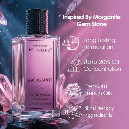 Image of Bel Avenir Morganite Long Lasting Unisex Perfume | Office, Travel and Date Night Fragrance | Perfume for Men & Women | Fruity Floral & Creamy Notes | Eau de Parfum 100 ml