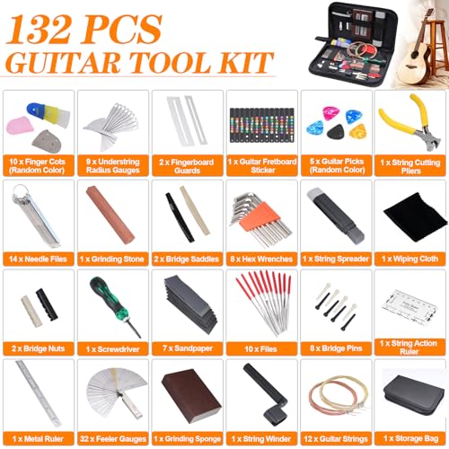 132-Piece Guitar Maintenance Tool Kit with Carry Bag - Image 2