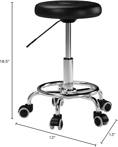Miniatura 68 de Performance Tool W85031 Taburete giratorio neumático de respaldo alto ajustable con soporte trasero para el hogar, bar y tienda, negro, 26-32