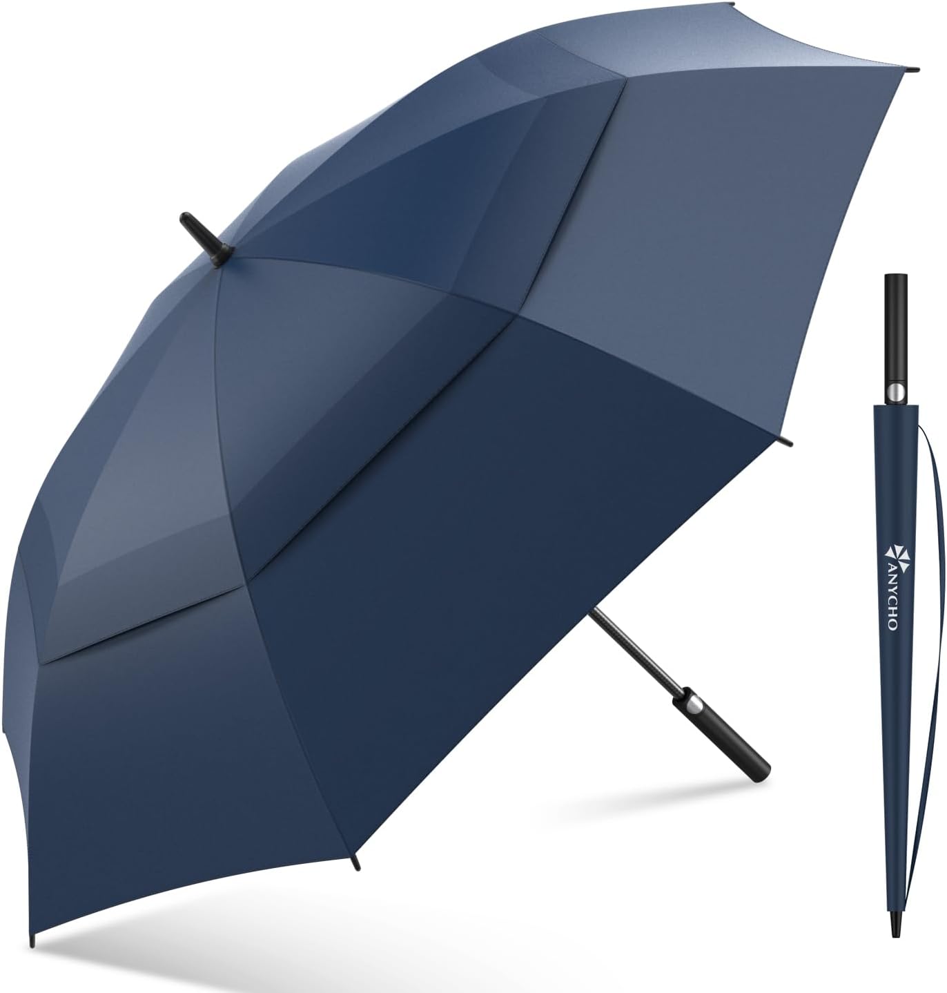 60inch Double Layer Big Umbrella for Men, Auto Open with Windproof Technology, Waterproof, and Extra Wind Resistance - Ideal for 3-4 People