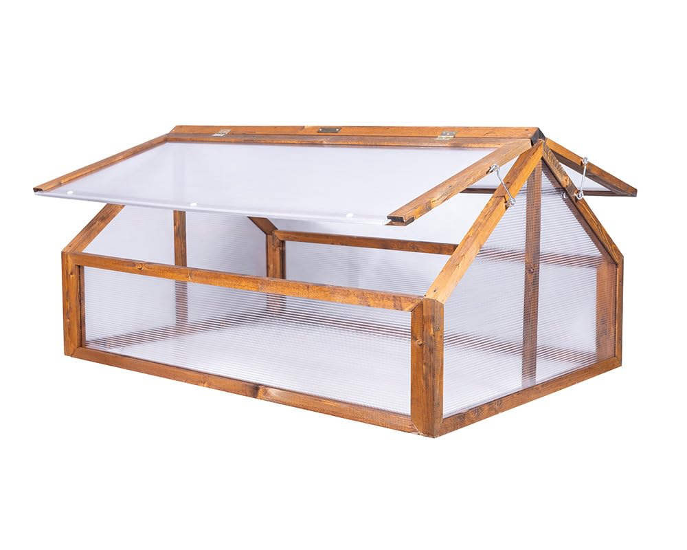 Greenspot - Mini Szklarnia, Inspekt - 120 x 80 x 60 cm, z Drewna i Tworzywa - do Ustawienia na Ziemi lub jako Osłona na Grządkę Podwyższoną - na Zioła, Warzywa, Kwiaty - Timber Palisander