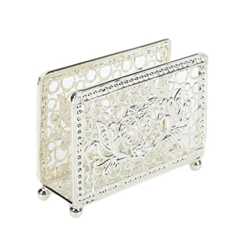 Hosoncovy Metal Napkin Holder Paper Napkin Stand Paper Napkin Storage Tray Paper Towel Dispenser，Mail Letter Sorter Rack，Countertop Paper Tissue Dispenser for Dining Table and Kitchen (Silver)