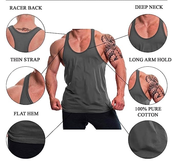 Image of THE BLAZZE Men's Cotton Sleeveless Tank Tops Gym Vest for Mens