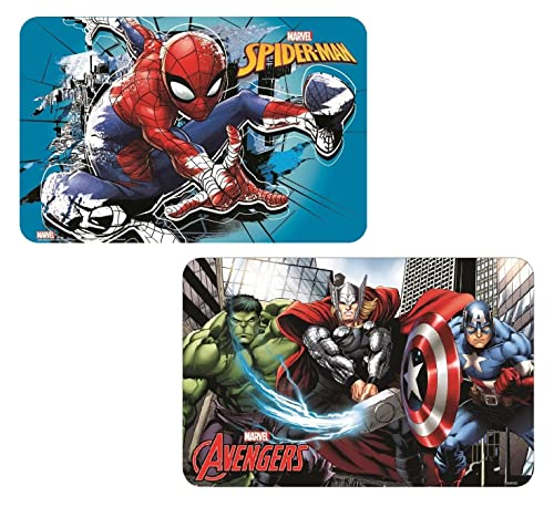 Lot de 2 Sets de Table Marvel Avengers + Spiderman pour garçon