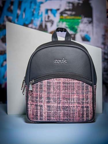 Image of ZOUK Dalila Mini Daypack | Stylish Small Backpack for Women | Compact | Bag for Girls | Daily College Use | Travel Day Pack | Vegan Leather | Handcrafted | Water-Resistant