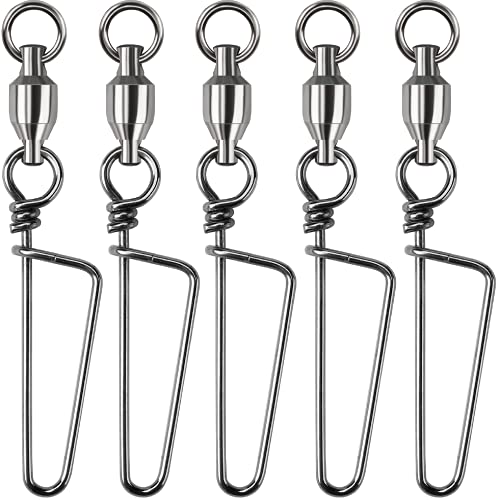 Fishing Gear, Fishing Swivels with Coastlock Snap, High Strength Stainless Steel Fast Change Lures for Fishing Line Leader Baits Hooks Weights (Size 6, Test 200 Pound)