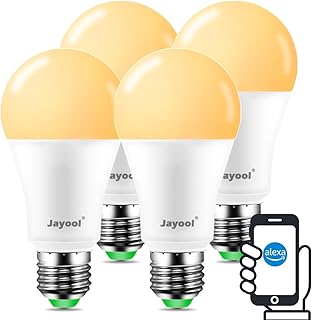 Ampoule Connectée Alexa，E27 Ampoule LED, Blanc Froid à Blanc Bhaud Réglable, Multicolore,RGB, 1200LM =120W, No Google Home (Lot de 4)