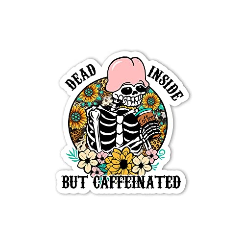 TinymalsDesign Dead Inside But Caffeinated Vinyl Stickers, Dick Stickers, Cute Penis Funny Vinyl Sticker, Skeleton Vinyl Sticker Makes The Gift for Girlfriend