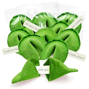 Stpatricksdayfortunecookies50packbulkindividuallywrappedgreenfortunecookieswith50uniquestpatricksdaythemedfotunepartyfavorscandybowlfillerclassicflavorby4esnovelty Urban Country Home Decor St patricks day fortune cookies 50 pack bulk individually wrapped green fortune cookies with 50 unique st patricks day themed fotune party favors candy bowl filler classic flavor by 4es novelty urban country home decor
