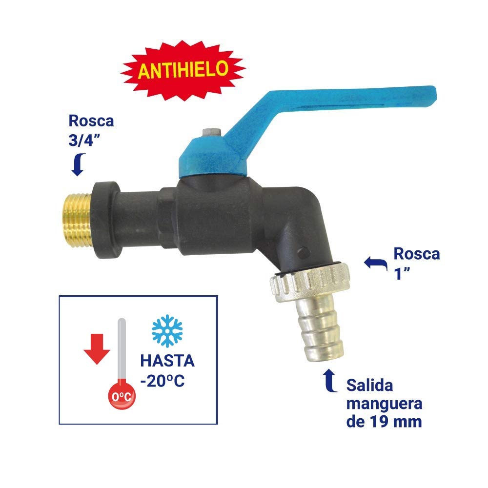 S&M 180.026 - Griffin 1/2 Gelo Sfera Manico In Polipropilene Nero Con Ripresa Automatica Di Plastica Blu 42202252