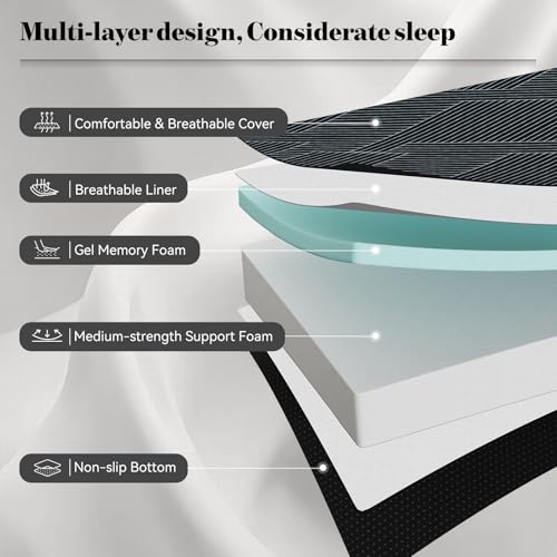 Image of Tri Folding Mattress Twin Size - Foldable Mattress Trifold Memory Foam Mat with Washable Cover, Handle & Non-Slip Bottom, Portable Foldable Floor Sofa Bed for Travel Camping Guest - 6 Inch, 75 inchx38 inchx6 inch