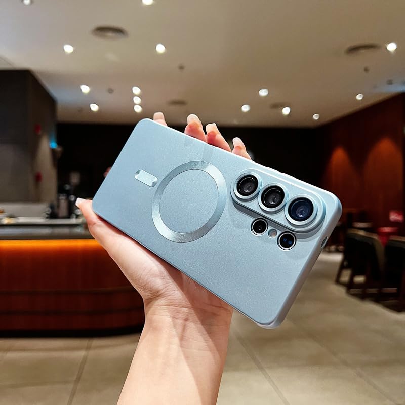 Image of LuxuryKase Premium MagSafe Case for Samsung Galaxy S26 Ultra | Shockproof & Anti-Scratch Cover | Soft Silicone with Wireless Charging | Camera Lens Guard - Sierra Blue