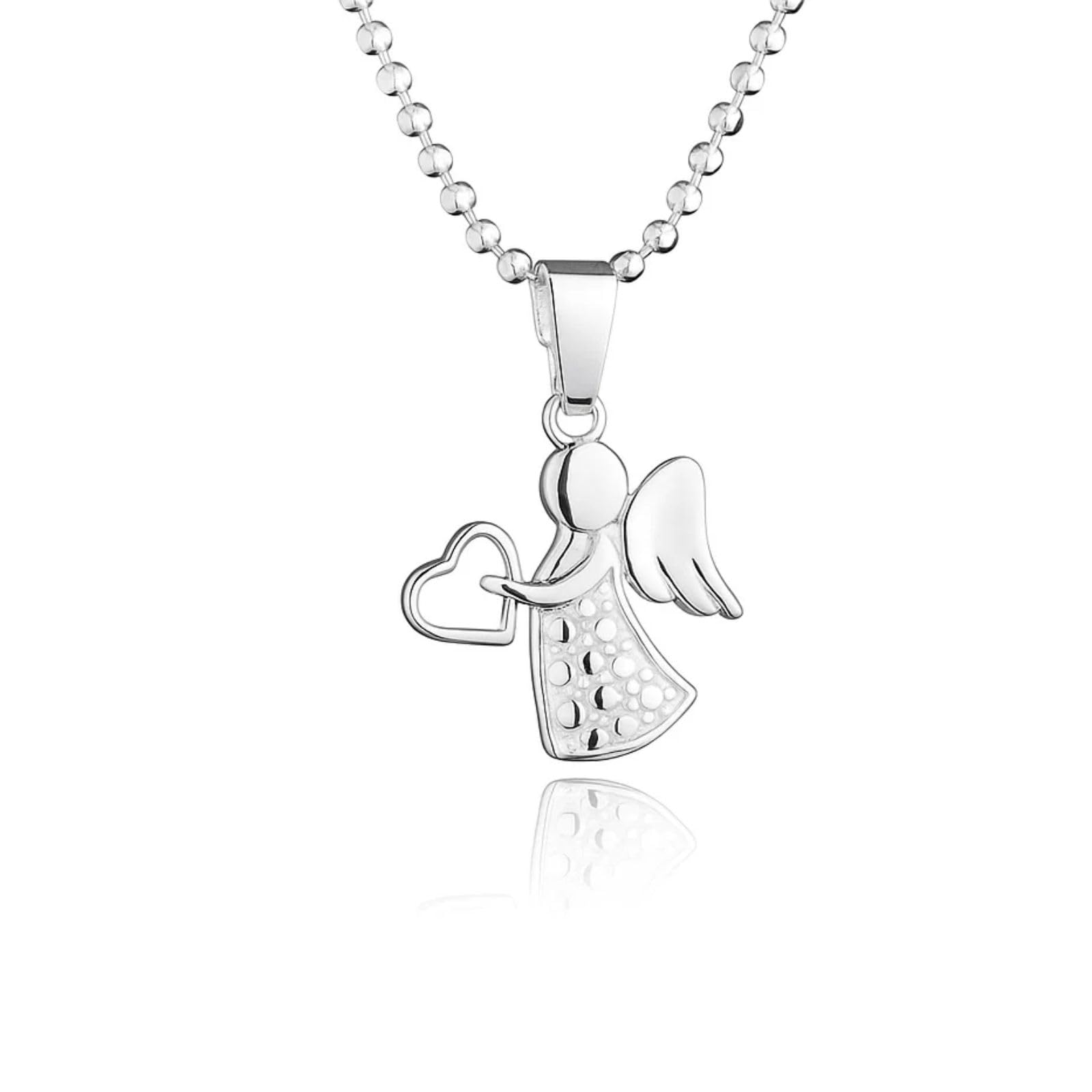 Fish collana in argento Sterling 935 con ciondolo angelo con custodia, idea regalo gioielli