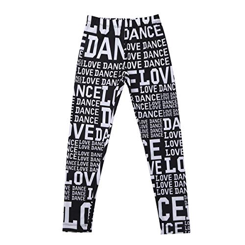 Yartina Kids Girls Dance Leggings Love Dance Print Slim Fit Long Pants Jazz Hip-Hop Stretchy Activewear4
