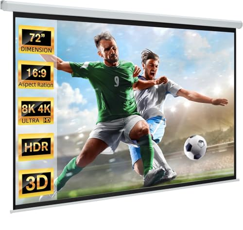 YODOLLA 72' Projector Screen Motorized 16:9 Retractable Projection Screens