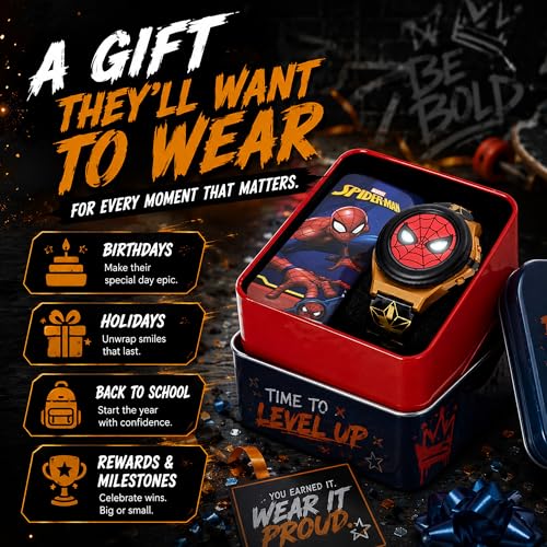 Reloj Spider-Man iluminado con tapa para aprender la hora de forma facil 6