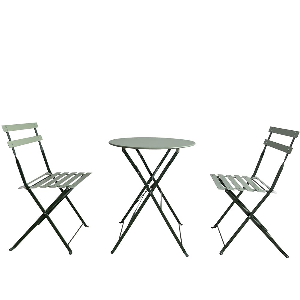 Shally Dogan Set 3 Pezzi Giardino Pieghevole Modello Parigi Tavolo 2 Sedie Acciaio Bistrat Balcone Patio