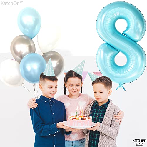Image of KatchOn, Giant Light Blue Number 8 Balloon - 40 Inch, Birthday Decorations