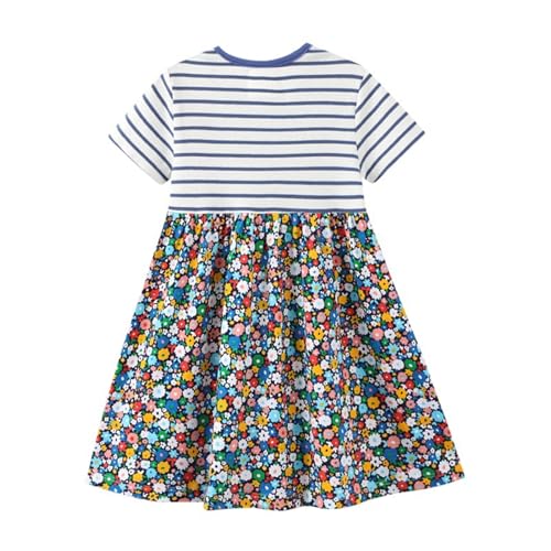 Image of HILEELANG Toddler Girl Cotton Casual Dress Summer Short Sleeve Basic Tunic Playwear Shirt Dresses