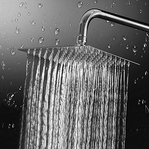 Rain Shower head, NearMoon High Flow Stainless Steel Square Rainfall ShowerHead, High Pressure Design, Awesome Shower Experience Even At Low Water Flow (8 Inch, Chrome Finish)