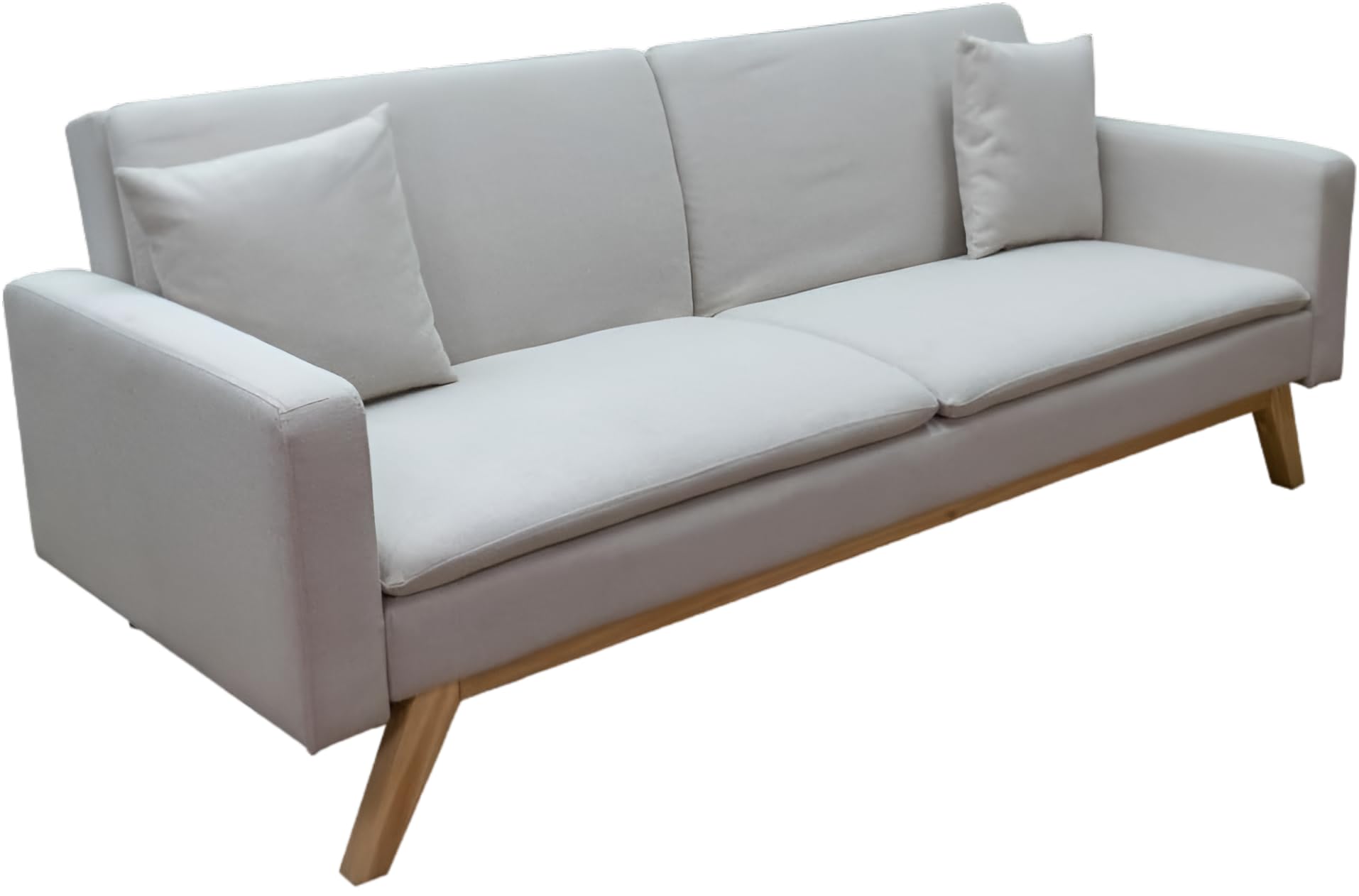 SHIITO | Modelo Queen - Sofá Cama 3 Plazas con Mecanismo Clic-Clac | Estilo Contemporáneo y Cómodo | Tapizado en Tela Beige - Dimensiones 210 x 76 x 83 cm